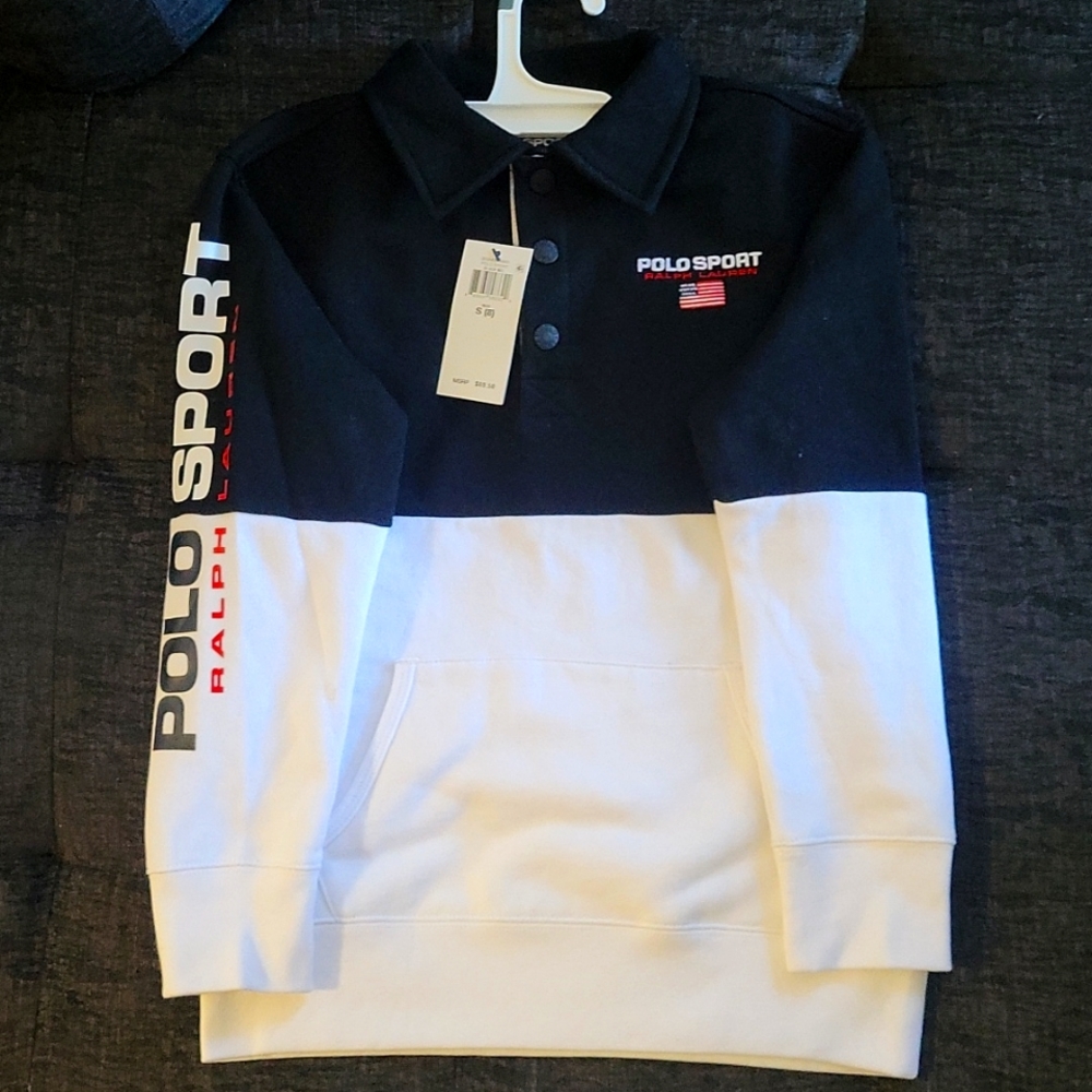 Black and white polo sport sweatshirt